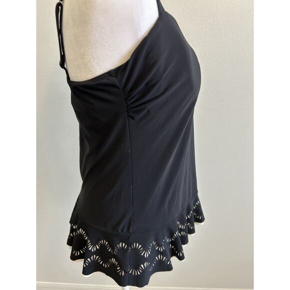 Profile by Gottex Women's 38D Full Support Swim Tankini Top Black Ruffle Floral - Picture 14 of 16